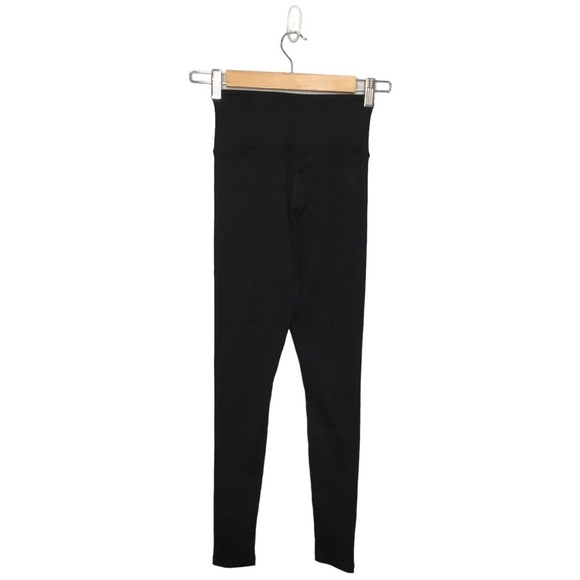 Year of Ours Veronica Ribbed Leggings Cross Waistband Dance Yoga Black M - Picture 2 of 7